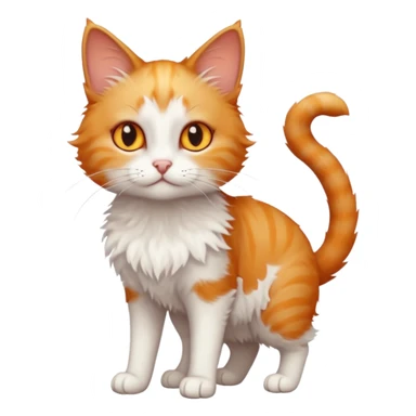 full body of tiny + skinny ginger and white cat with deep orange eyes sticker