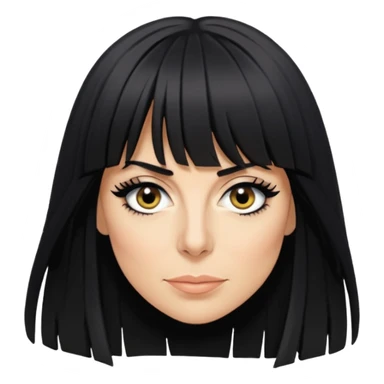 Claudia Winkleman with a thick long fringe sticker