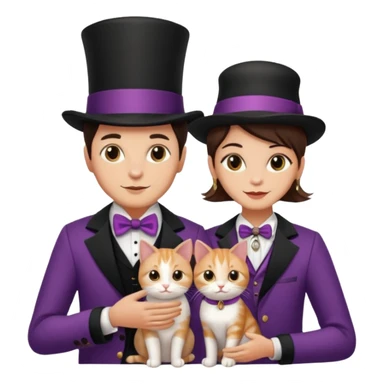 magician couple and their pet cat sticker