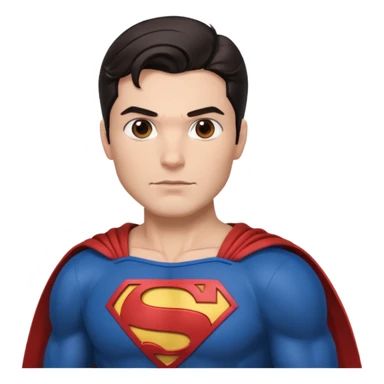 Make a man with brown eyes and dark hair in a Superman costume sticker