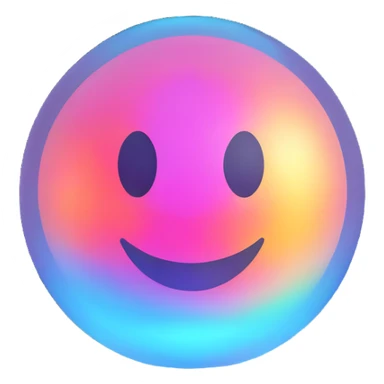 Floating holographic orb with a soft glow — a little futuristic, with a smiling face projected onto the surface. sticker