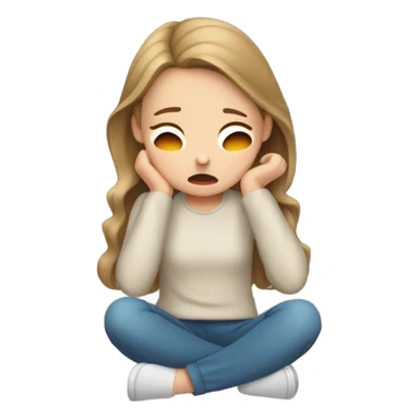  White girl ashamed of herself of hiding face in hands sticker