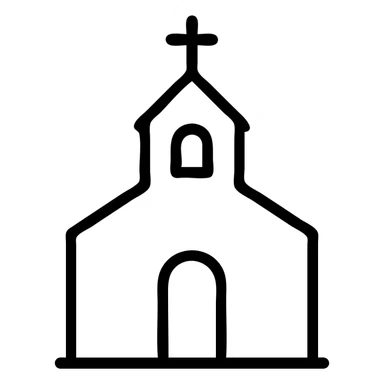 outlined icon of a church, simple and clean, no fill sticker