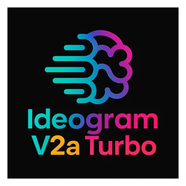 make a colorful text of "Ideogram V2a Turbo", black background, add this logo too sticker