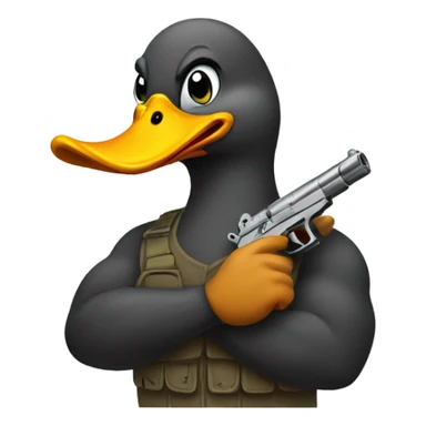 Duck has muscles with a gun sticker