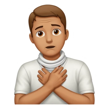 Man choking with 2 hands crossed around his neck sticker