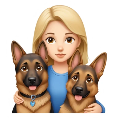 A profile picture of a German Shepherd with a girl. sticker