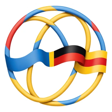 Integration symbol with German and Ukrainian flags connecting sticker