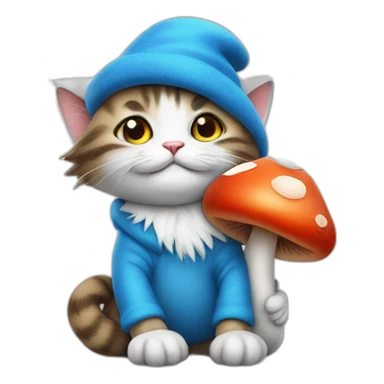 smurf cat with a mushroom for hat sticker