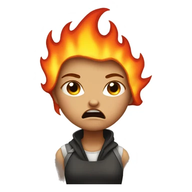 angry girl with a lot of fire  sticker