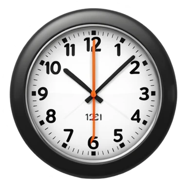 A 3D cartoon clock showing a few minutes before twelve, clean minimal background, Memoji-style. sticker