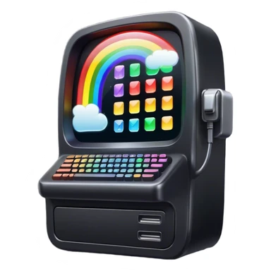 a programming terminal with sparkling rainbows sticker