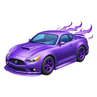 Purple car drifting with navy blue flames coming out of the rear tires. sticker