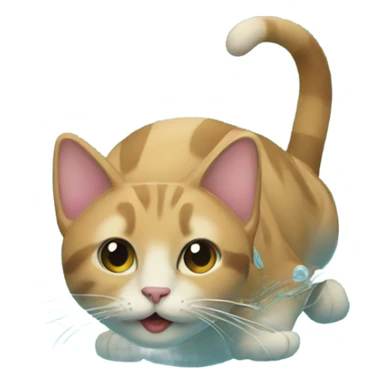 Cat swimming sticker