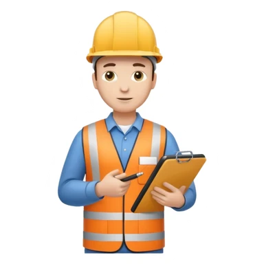 engineer standing full body with clipboard sticker