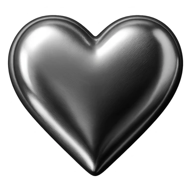 icon of a heart with glossy silver chrome finish sticker