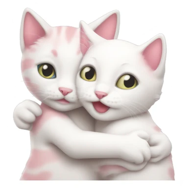 white and pink kitten hugging sticker