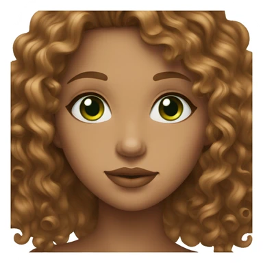 Curly brunette with long hair green eyes brown skin and plump lips  sticker