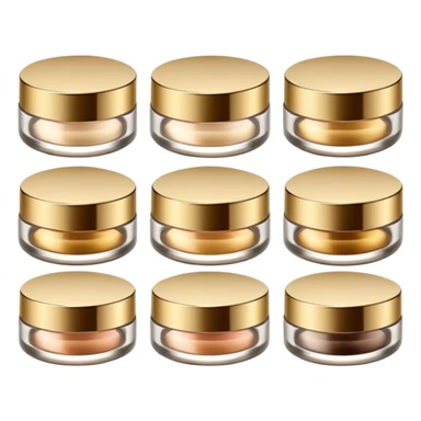 PVarios rodutos de beleza com tampa dos potes dourados e fundo transparente pra usar como figurinha sticker