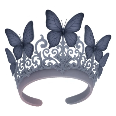 Elegant butterfly crown with darker matte pink base, purple butterflies, gothic filigree, mysterious vibe, transparent background. sticker