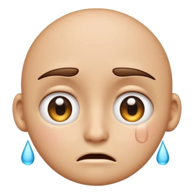 cartoon emoji with tiny eyes, tears forming and then reversing back into the eyes sticker