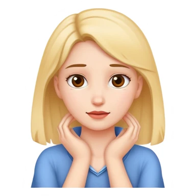 a girl holding her neck with her hands sticker