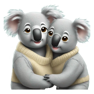 Koala kissing another koala with the two of then wearing a sweater  sticker