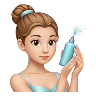 light brown haired ballerina spraying hairspray on her bun sticker