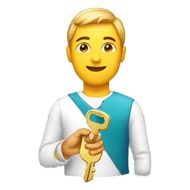 person holding a key sticker
