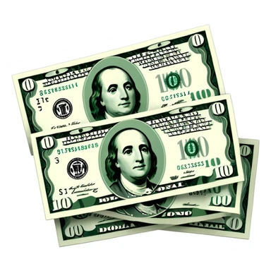 white US dollar bills with dark green details, minimalist design sticker
