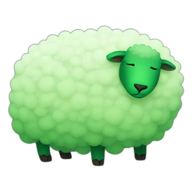 a green sheep sleeping sticker