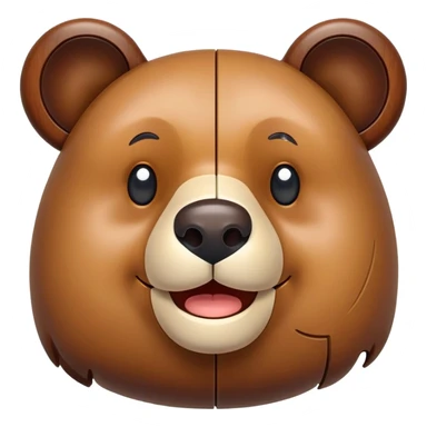 A wooden puzzle toy shaped like a bear with a cute smiling face sticker