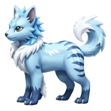 Icy scarf-covered glacial glistening glossy smooth soft flaky scaly furry flurry hyper-realistic boreal Lunaray-Manectric-Absol-Luxray-Bobcat-Fakémon-fusion-animal-creature, full body  sticker
