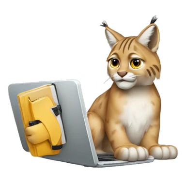 A lynx with a laptop sticker