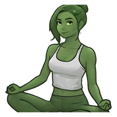 Brunette haired tanned girl meditating clean girl aesthetic  sticker
