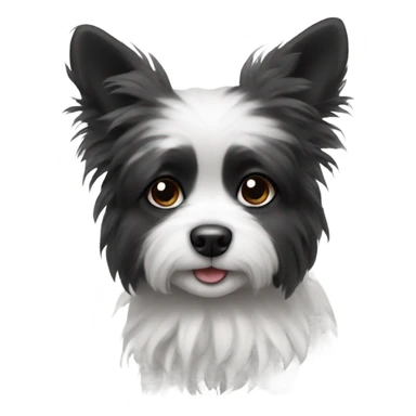 black and white fluffy small dog sticker