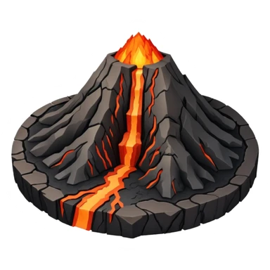 A dormant volcano surrounded by hardened magma paths. sticker