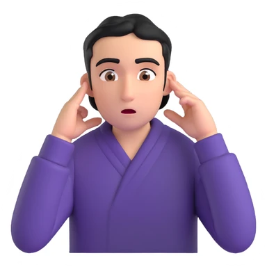 Person leaning forward with one hand behind their ear, eyebrows raised, confused face, as if saying "What? sticker