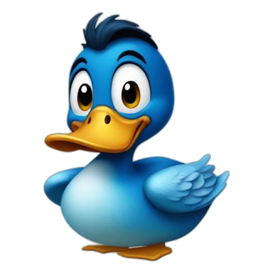 a duck that looks like a smurf sticker