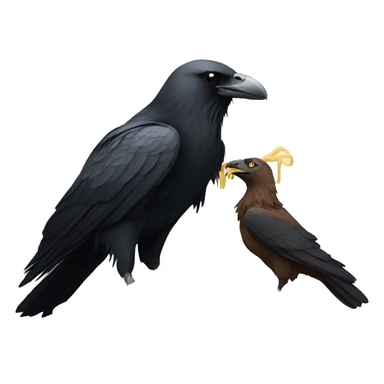 Crow and eagle eating pasta sticker