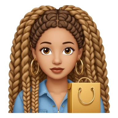 Latina with gold hoop earrings and long curly brown box braids  sticker