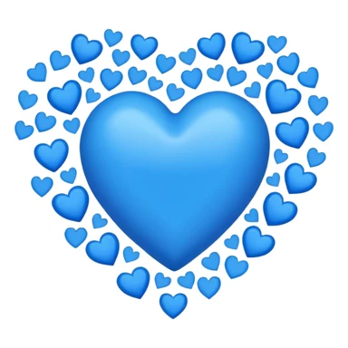 A blue heart with many blue hearts around  sticker