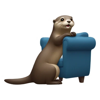 happy otter sitting on a blue sofa sticker