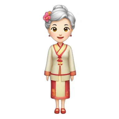 Chinese senior lady wdress traditiona Chinese sticker