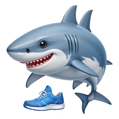 Smiling shark with blue kicks sticker