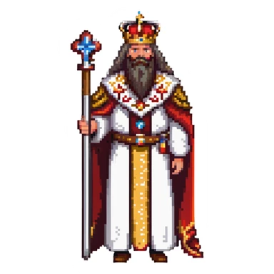 Russian Tsar with ornate crown, luxurious royal robes, long beard, holding scepter sticker