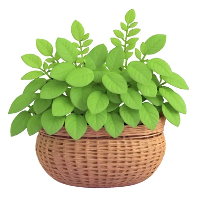 Plectranthus Verticillatus with trailing vines and extremely round circular penny-shaped leaves in a coconut fiber basket sticker