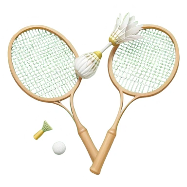 Two crossed badminton rackets with a shuttlecock resting in between, set against the faint outline of a badminton court. The image highlights the tools of the sport, with a subtle emphasis on the court's net and boundaries, symbolizing competition and skill. sticker