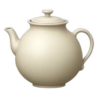 Classic teapot with a wide bulbous body, a spout, a handle and a lid sticker
