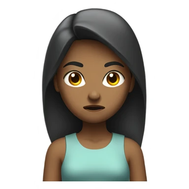 A girl standing with angry face sticker